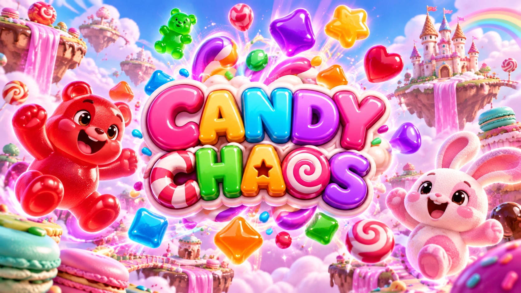 Couverture cartoon de Candy Chaos avec le logo au centre