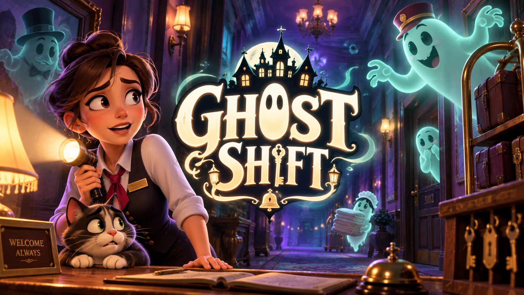Couverture cartoon de Ghost Shift avec le logo au centre
