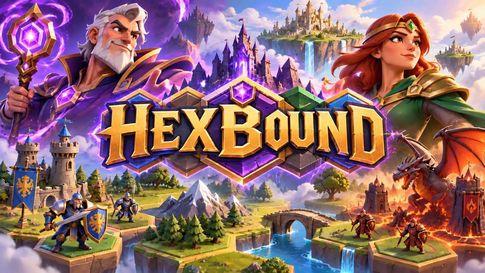 Couverture cartoon de Hexbound avec le logo au centre